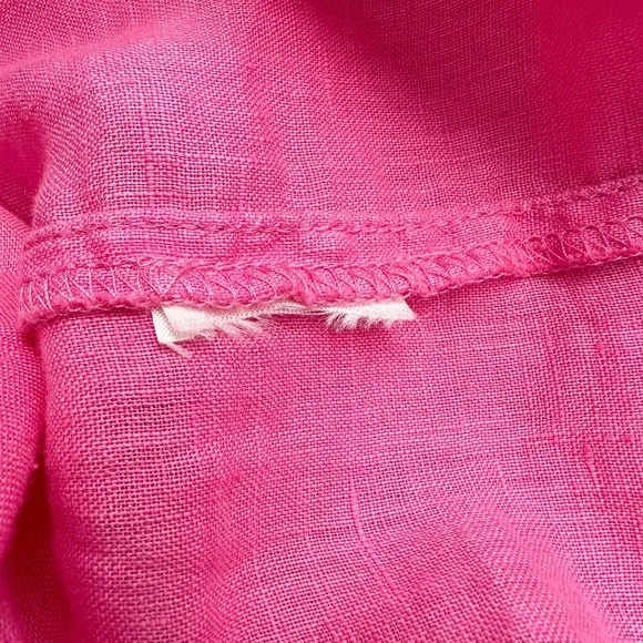 Anthropologie Maeve Linen Ruched Sleeve Button Down Shirt Pink XXS - Picture 11 of 11